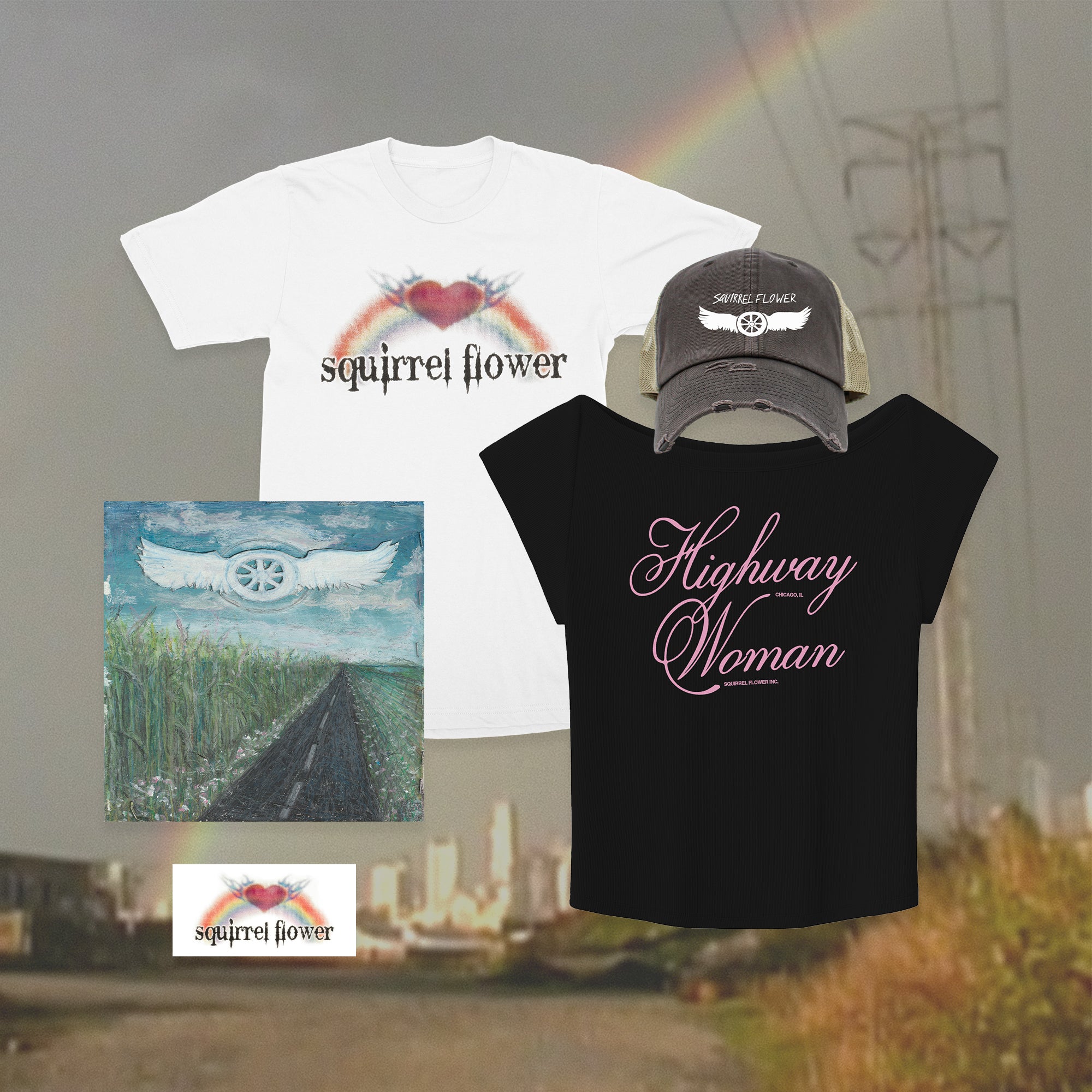 Squirrel Flower - Say a Prayer to the Gods of Getting Going + Pick 2 Merch Items Bundle